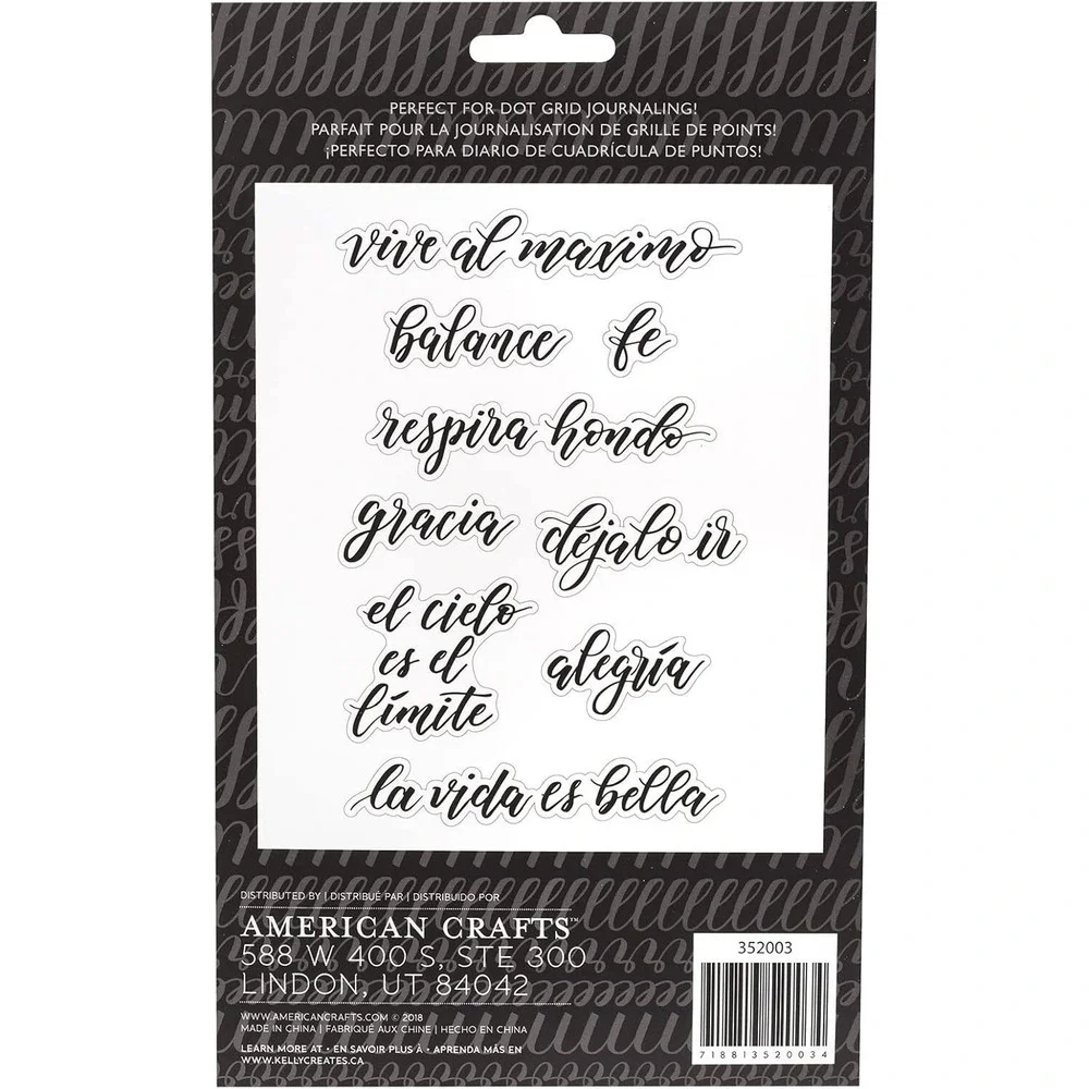 Kelly Creates Acrylic Stamps Unisex OS Clear NEW Spanish Quotes Traceable 352003